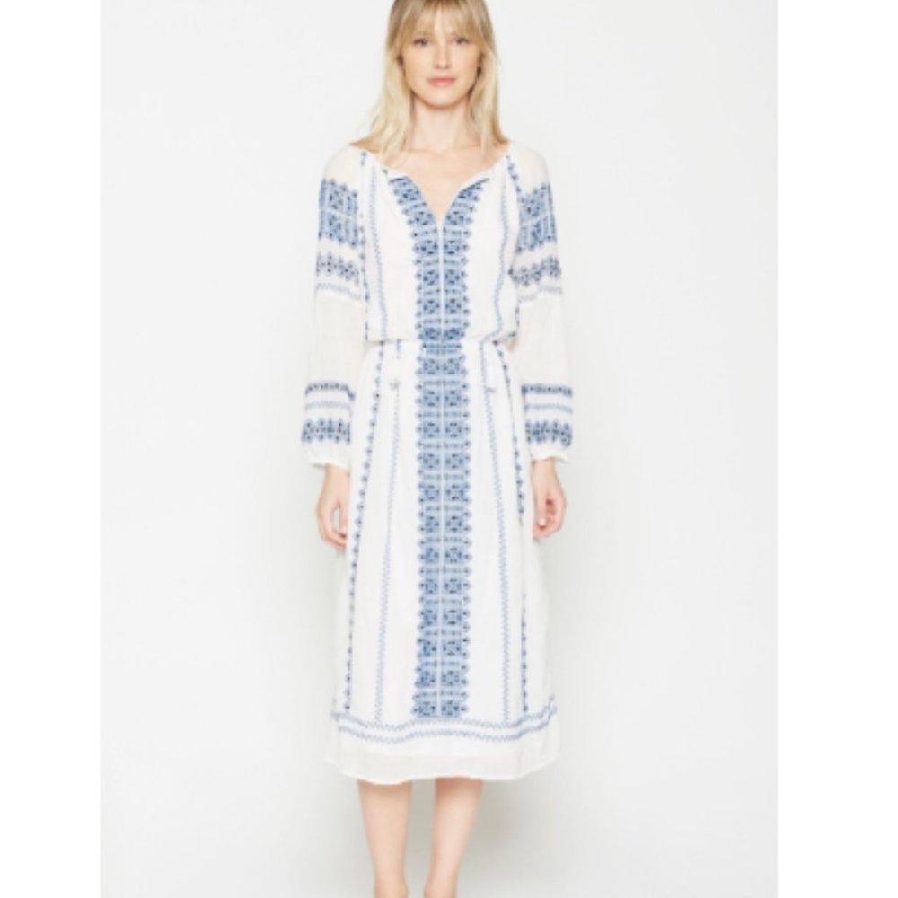 SOLD. Joie Aliz Embroidered Peasant Midi Dress - Picture 7 of 7